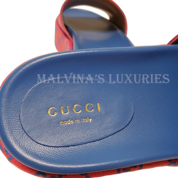 GUCCI SHOES GG SUPREME CANVAS JOY FUCHSIA PLATFORM SLIDE - Picture 12 of 15